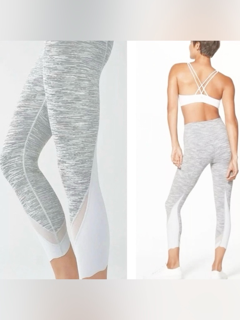 Lululemon Wunder Under Crop Ii Special Edition Scallop Space Dye Silver Leggings